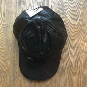 Suzy 🎄 Shier  Black faux leather baseball cap, O/S